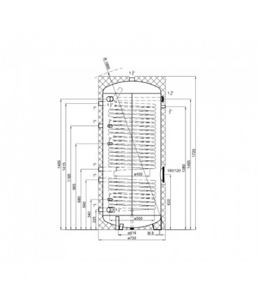 Solvarme-varmepumpebeholder 500 liter